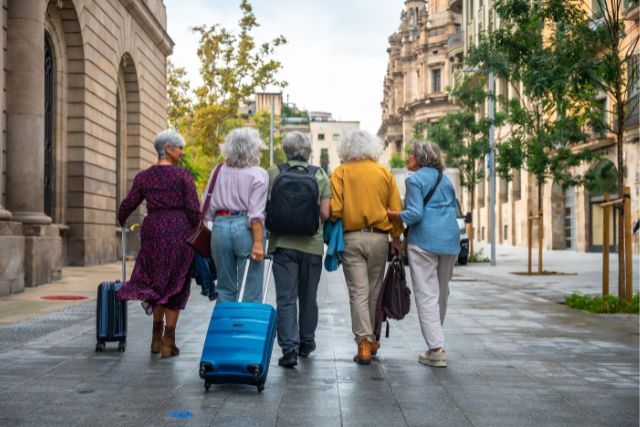 Group traveling in Europe on a tour
