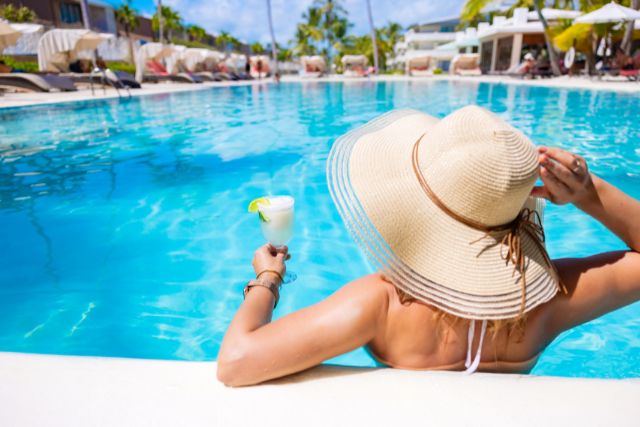 Relaxing at the resort pool