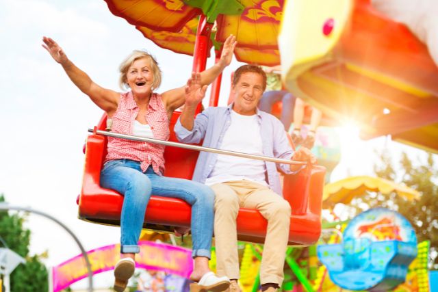 Families of all ages at a theme park